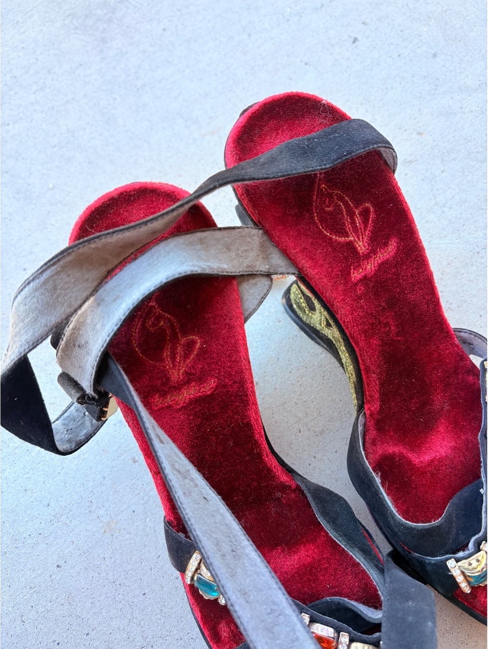 Y2K Vintage RARE Baby Phat Wedge Heel Platforms Colorful Stone Embellishment - Picture 6 of 8